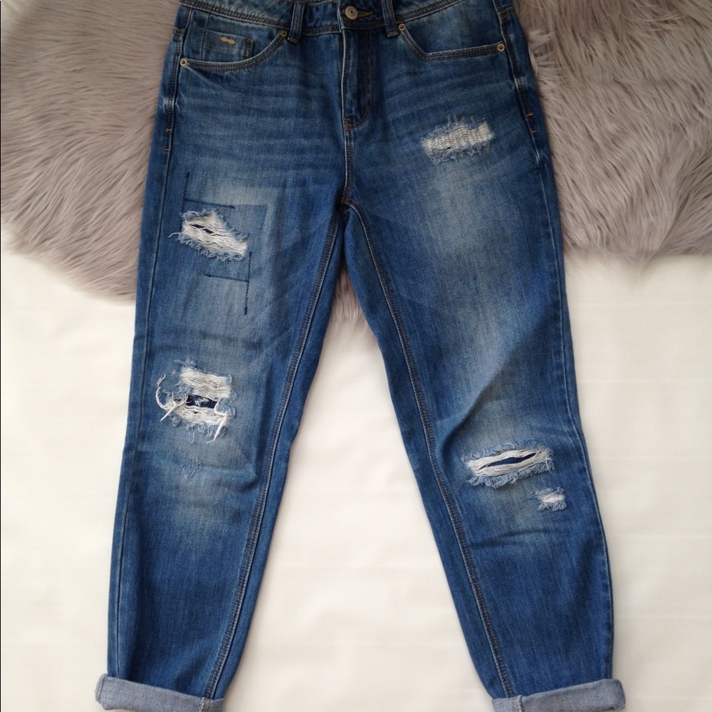 Vero Moda cropped boyfriend distressed jeans 25 - Picture 2 of 6